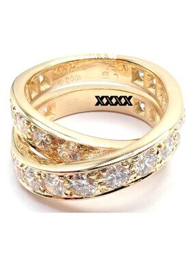 Authentic! Cartier 18k Yellow Gold Nouvelle Vague Diamond Band Ring Paper